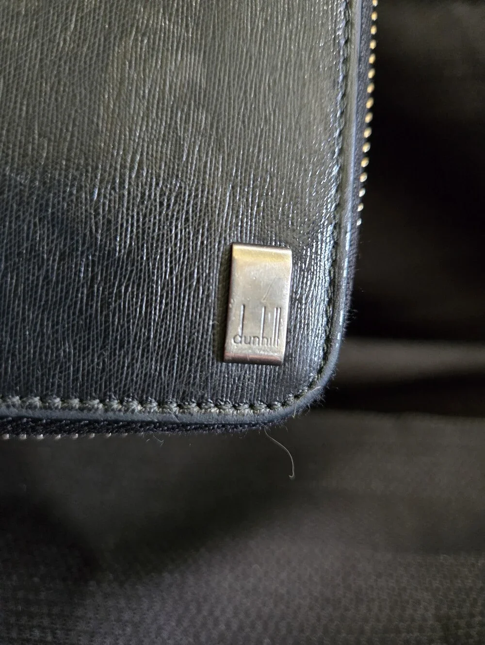 Dunhill Black Textured Leather Full Zip Wallet
